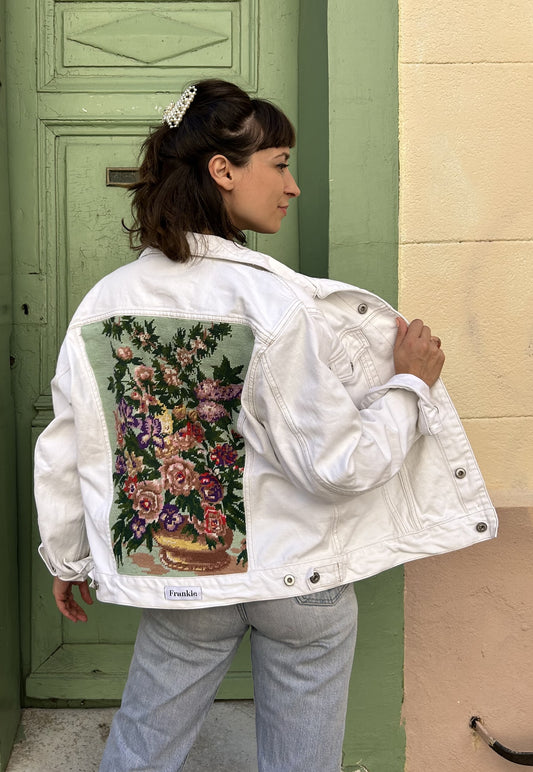 Frankie upcycled jacket Mint Bouquet (L)