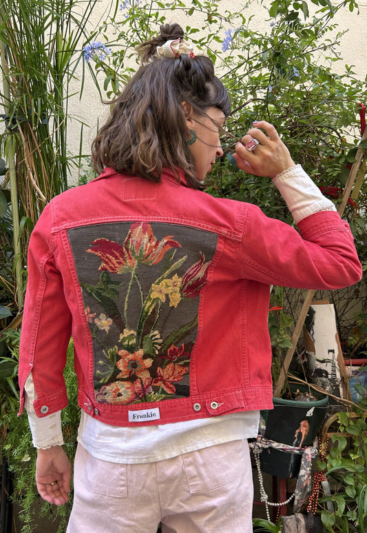 Upcycled jacket Tulips (XS)