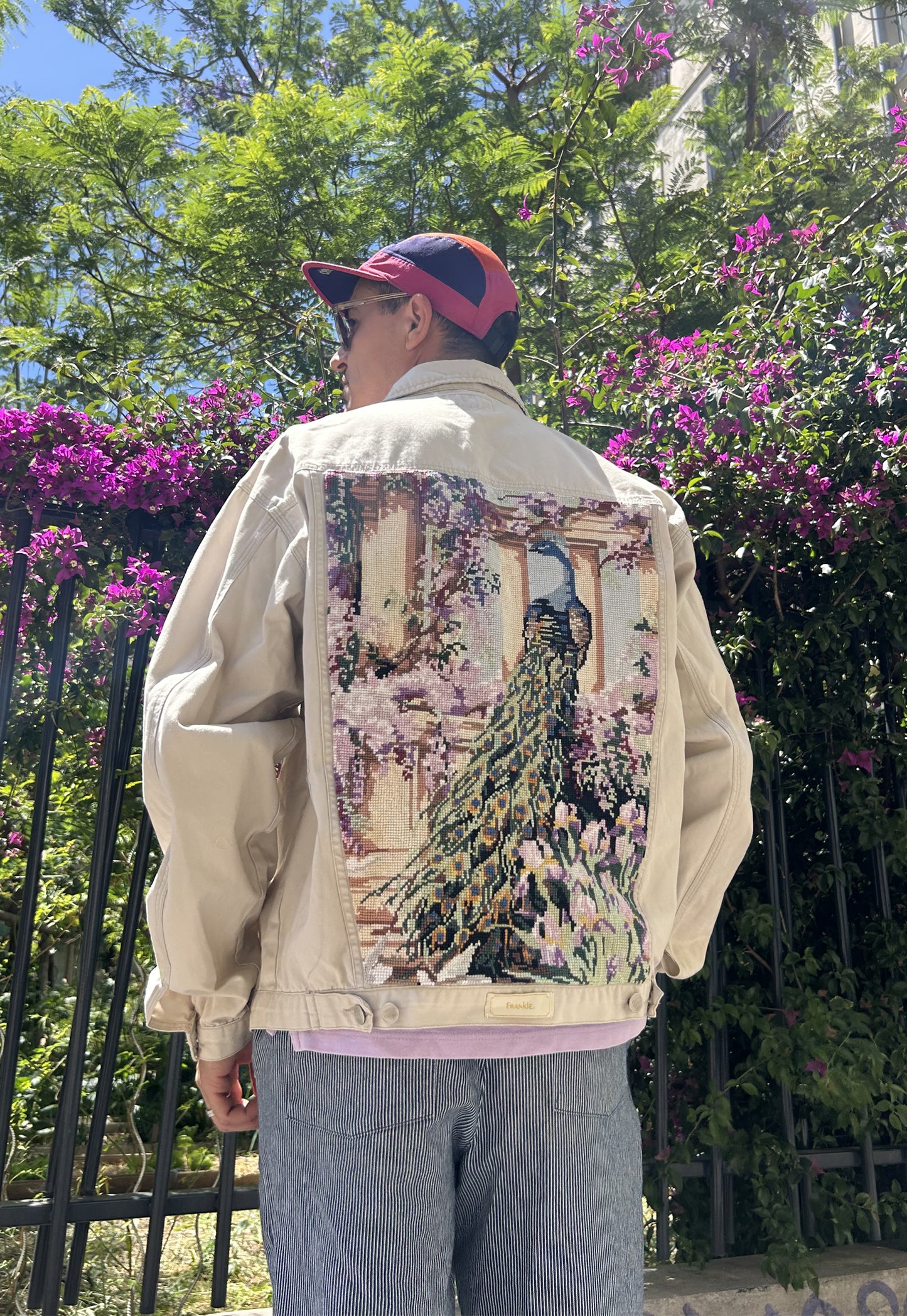 Upcycled jacket Peacock (L)