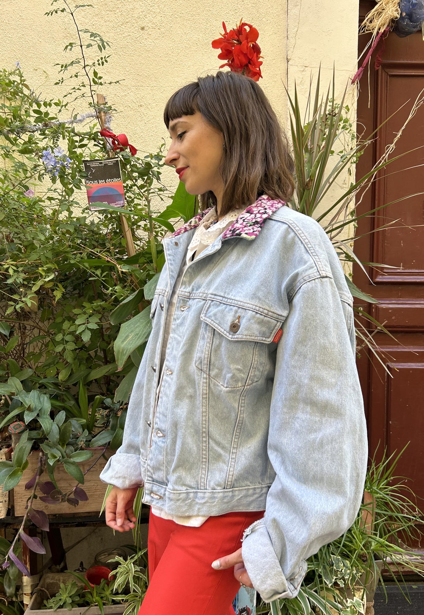 Frankie upcycled jacket Anémones (L)