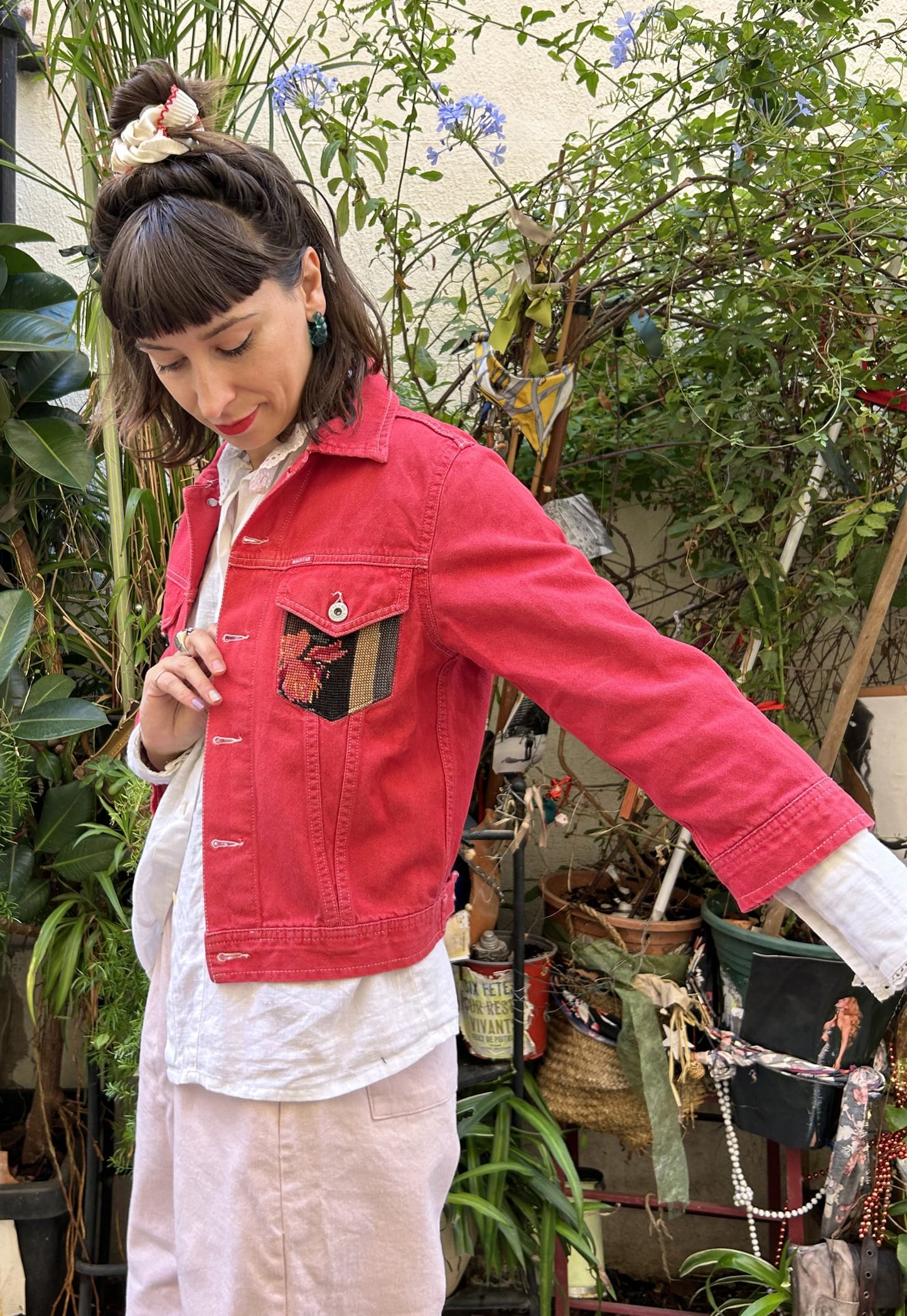 Upcycled jacket Tulips (XS)