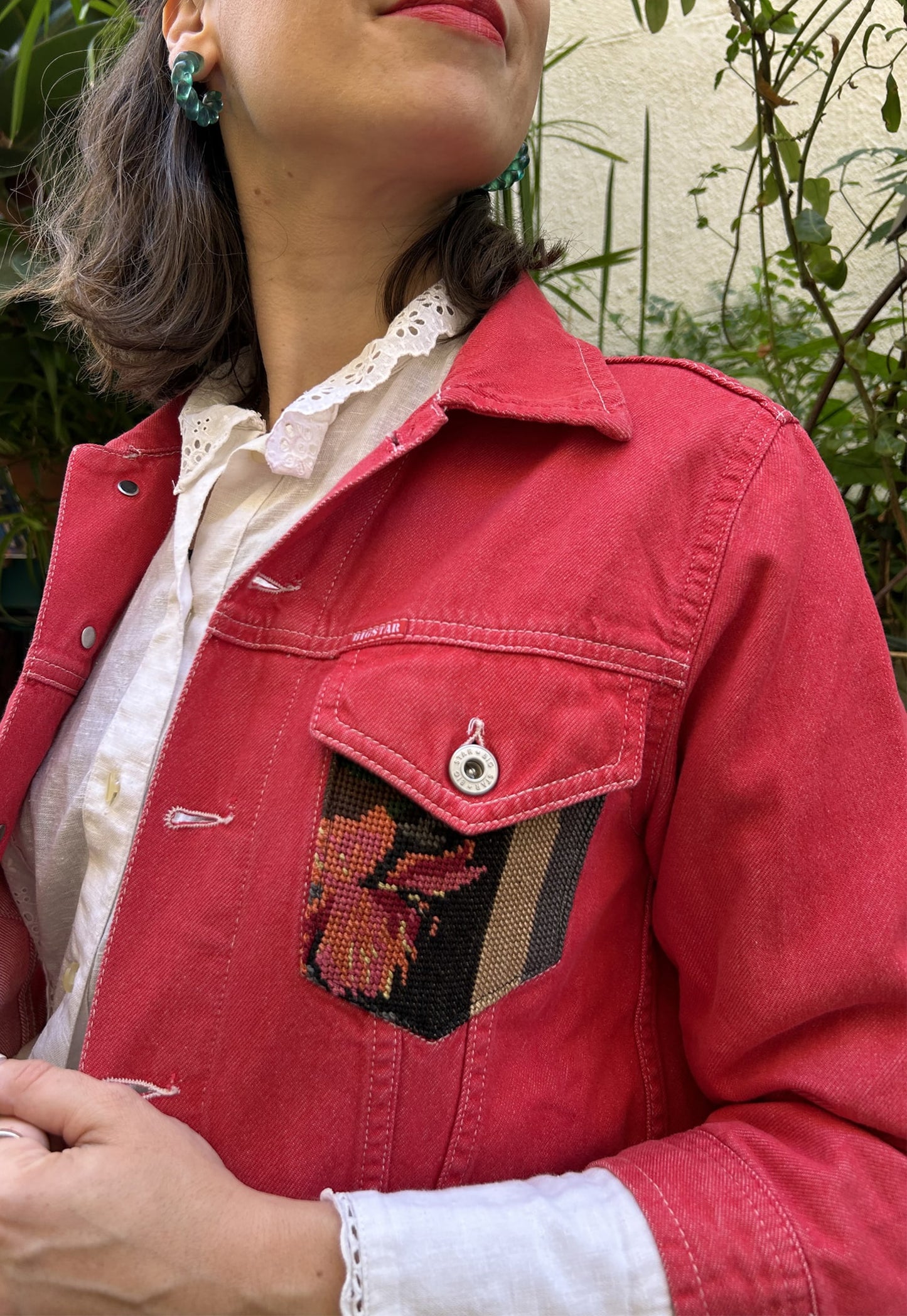 Upcycled jacket Tulips (XS)