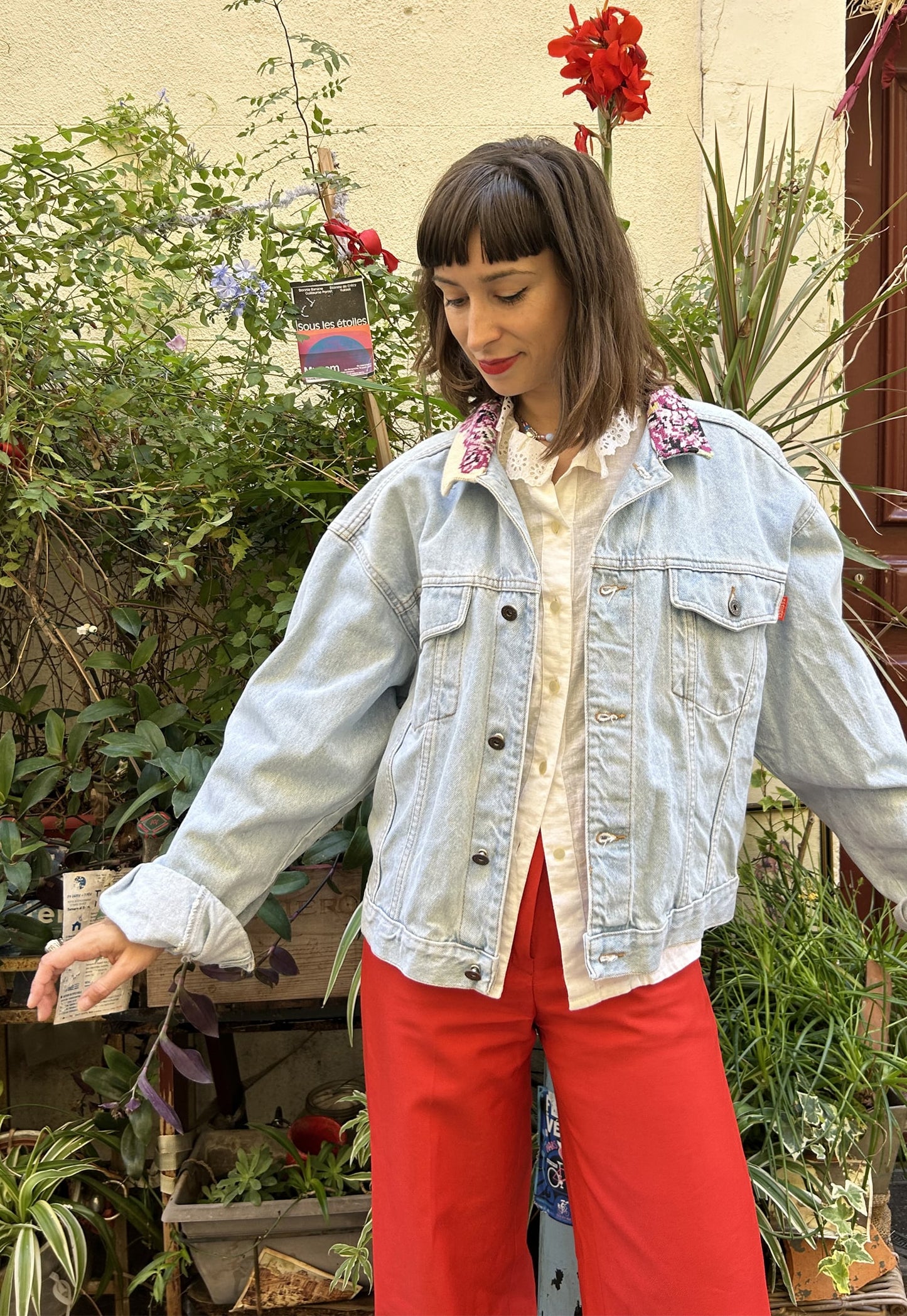 Frankie upcycled jacket Anémones (L)