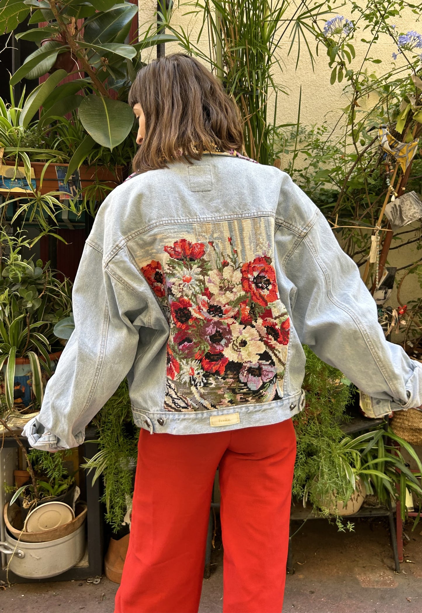 Frankie upcycled jacket Anémones (L)
