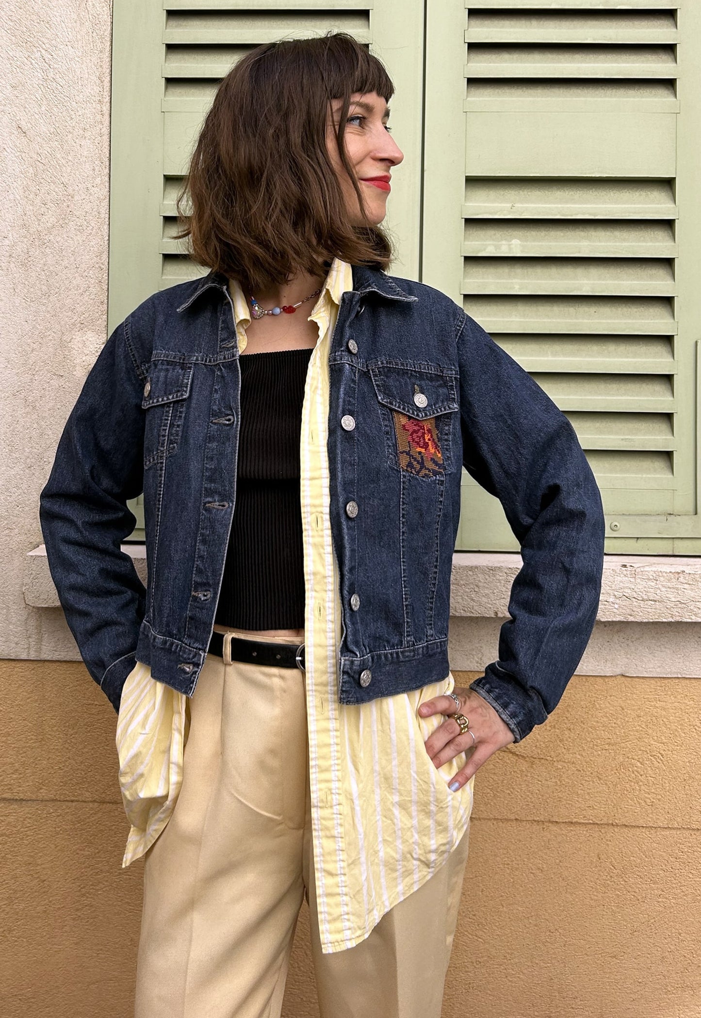Upcycled jacket Wild flowers (XS)