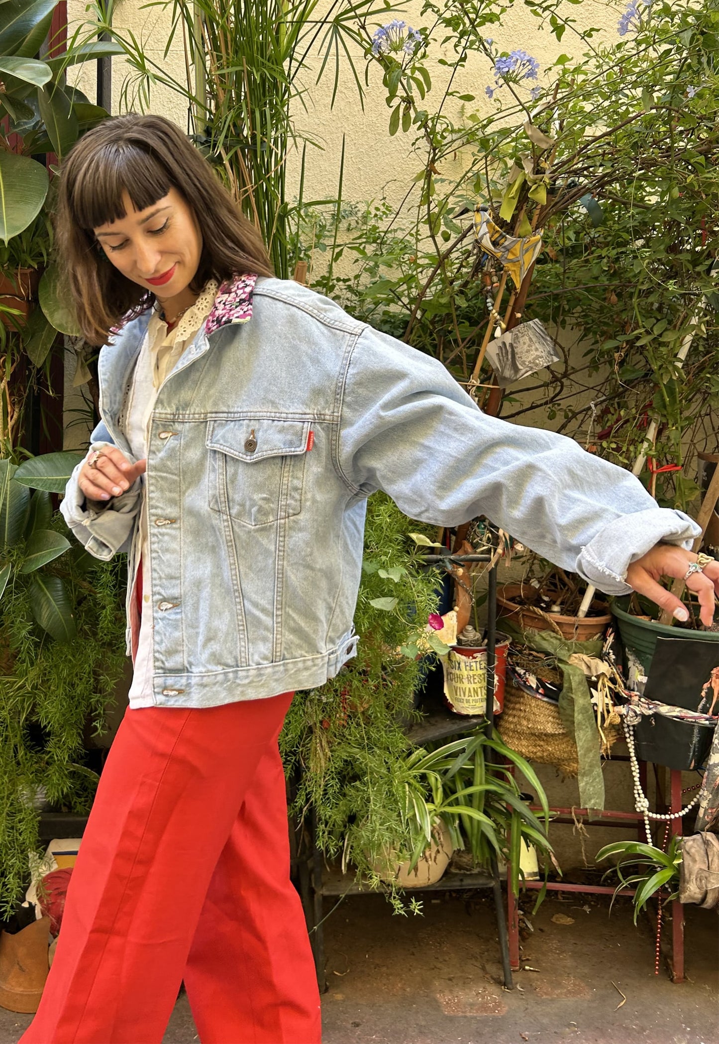 Frankie upcycled jacket Anémones (L)