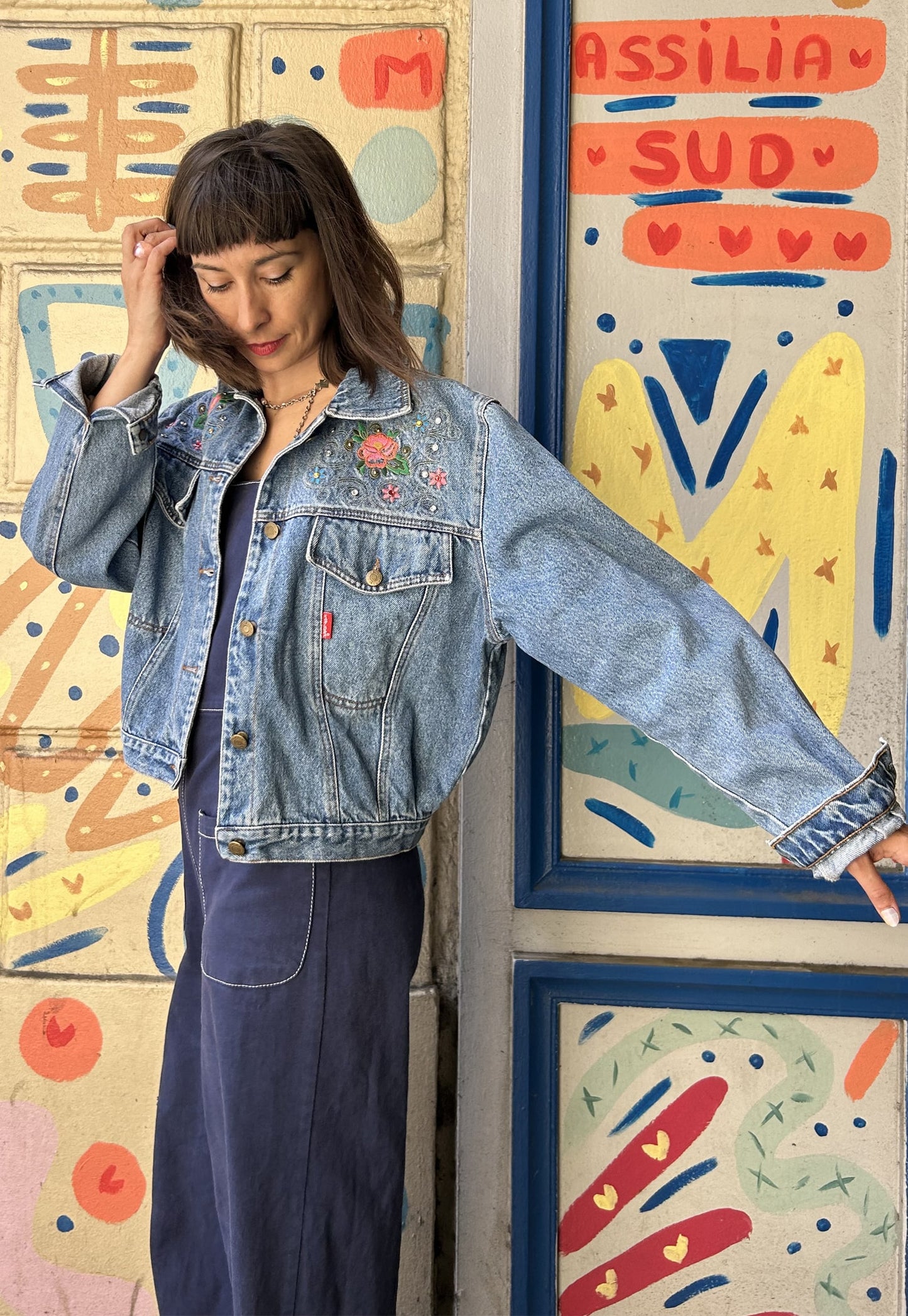 Frankie upcycled jacket Wild Roses (S/M)