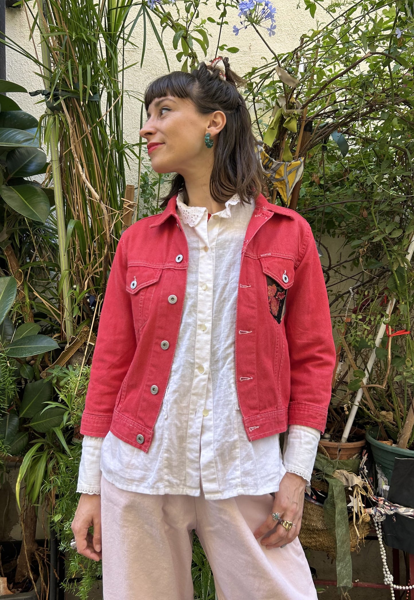 Upcycled jacket Tulips (XS)