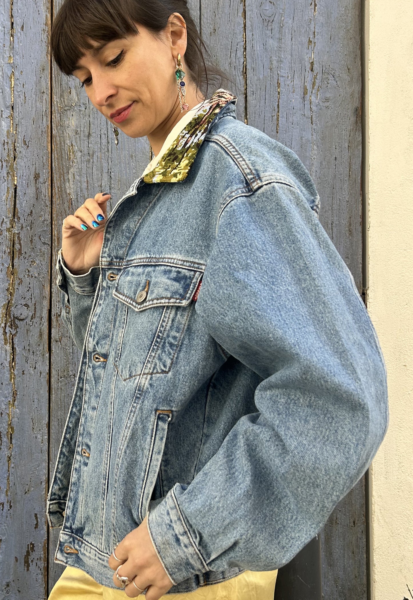 Upcycled jacket Swans (L)