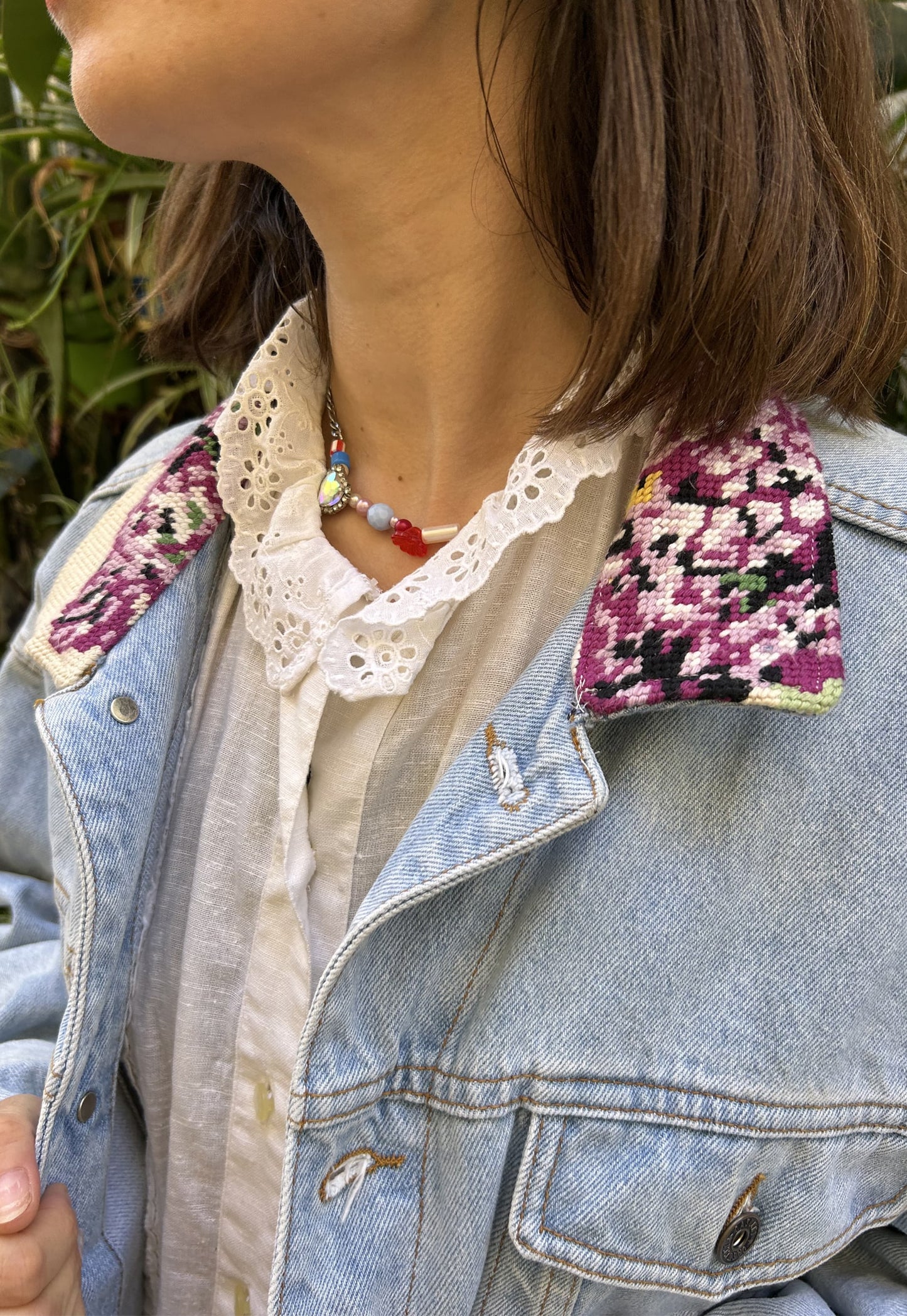 Frankie upcycled jacket Anémones (L)