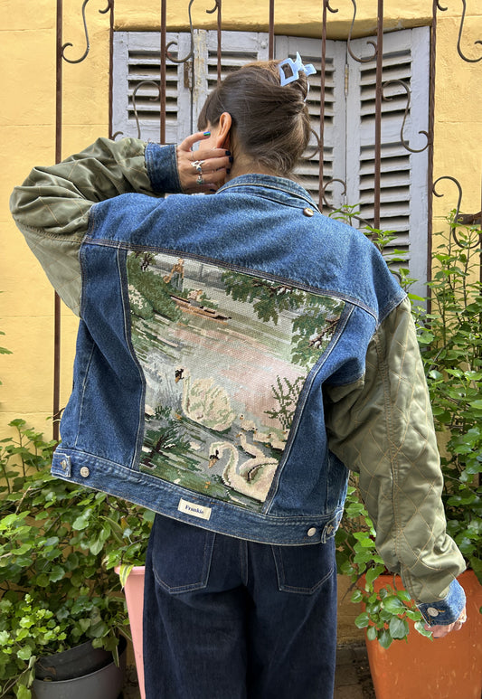 Upcycled jacket Swans (M)