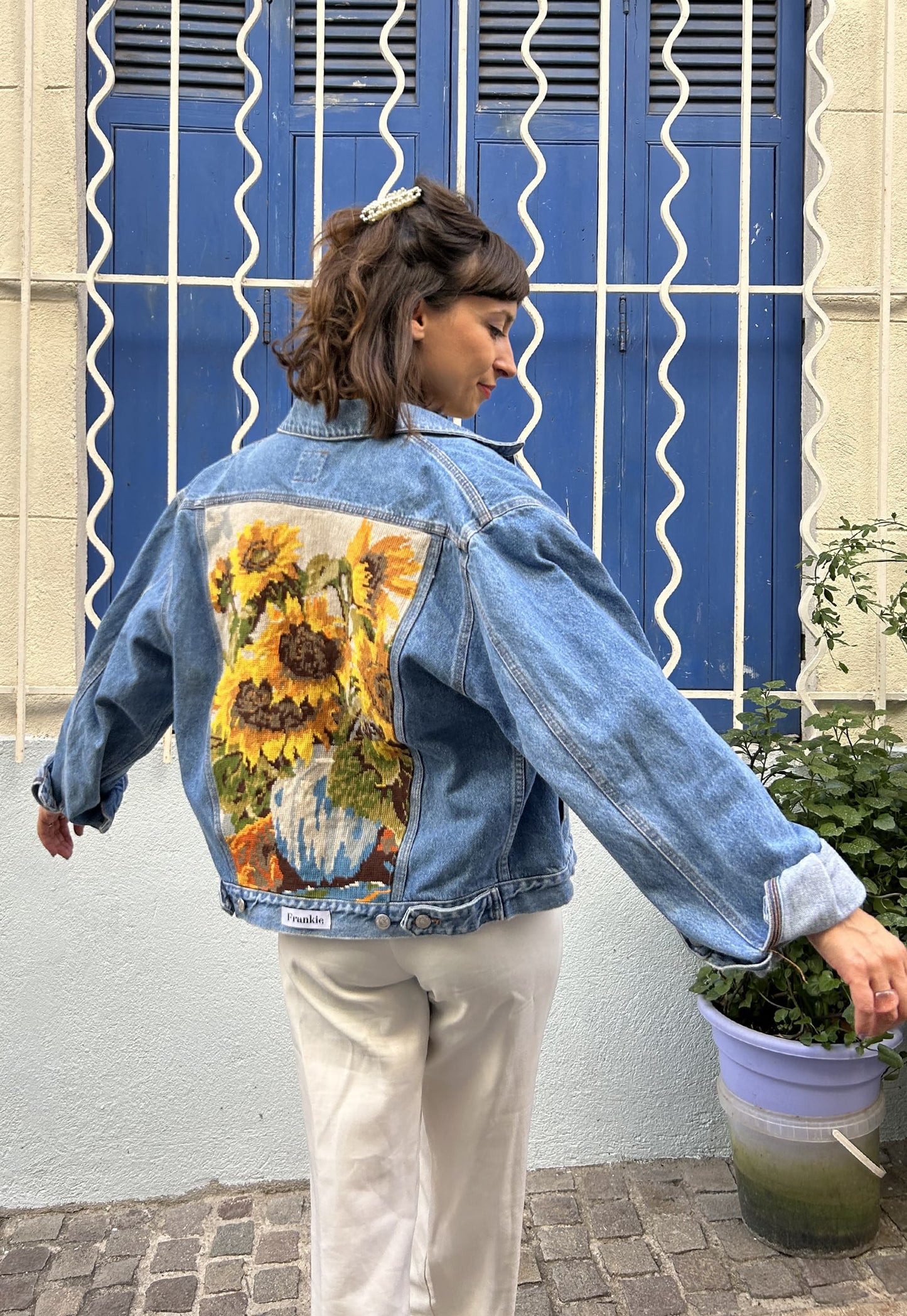Frankie upcycled jacket Sunflowers (M/L)