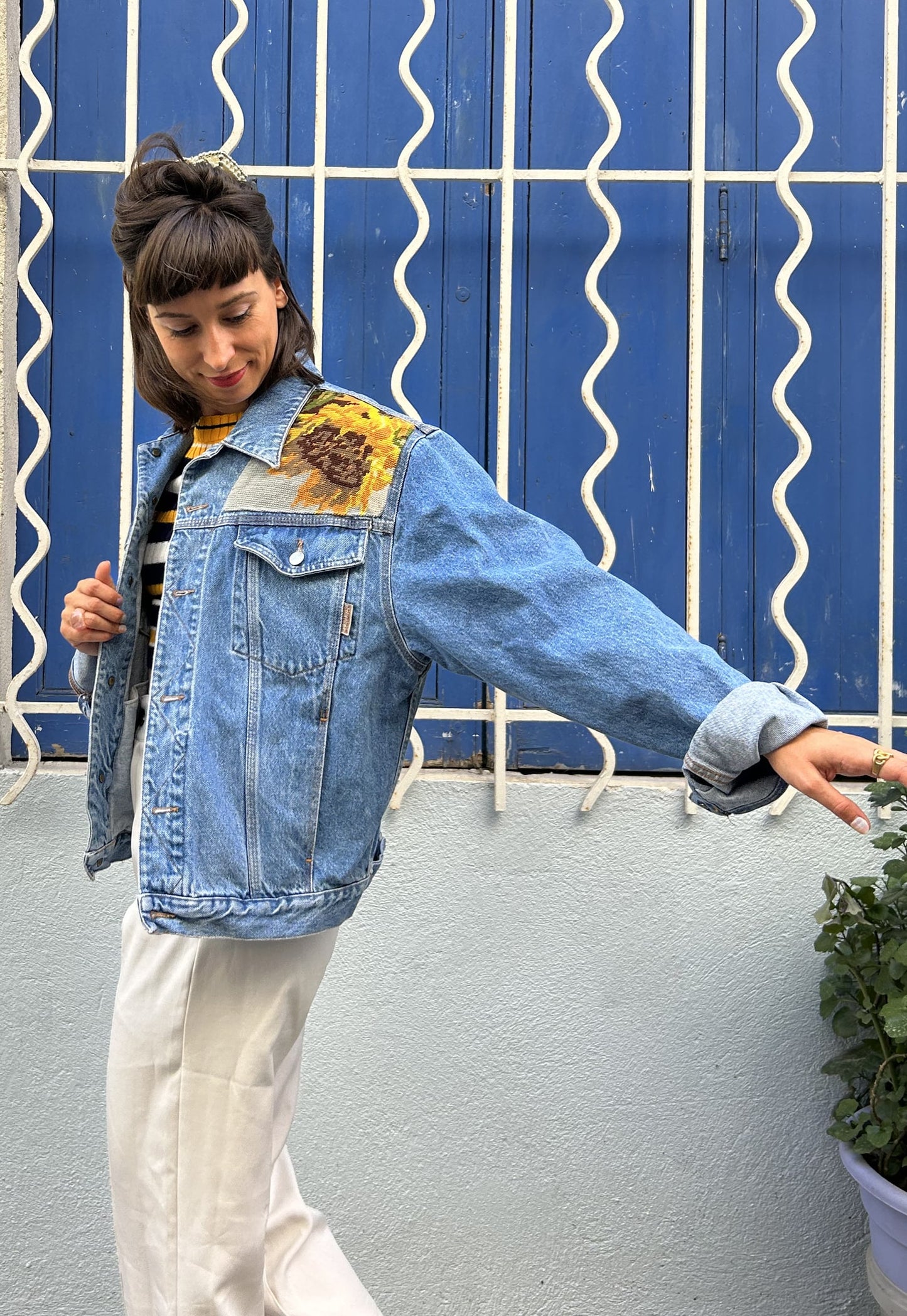 Frankie upcycled jacket Sunflowers (M/L)