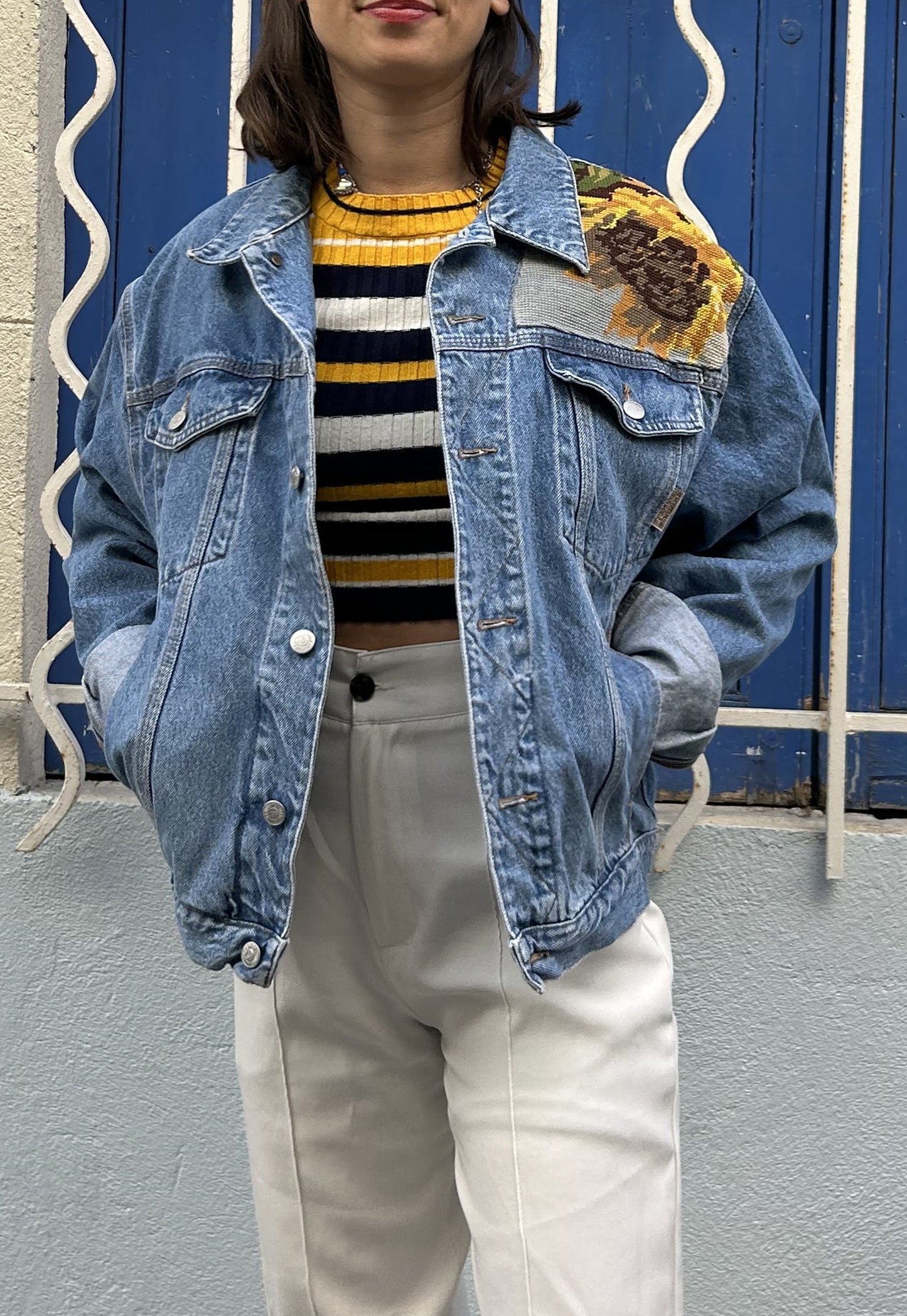 Frankie upcycled jacket Sunflowers (M/L)