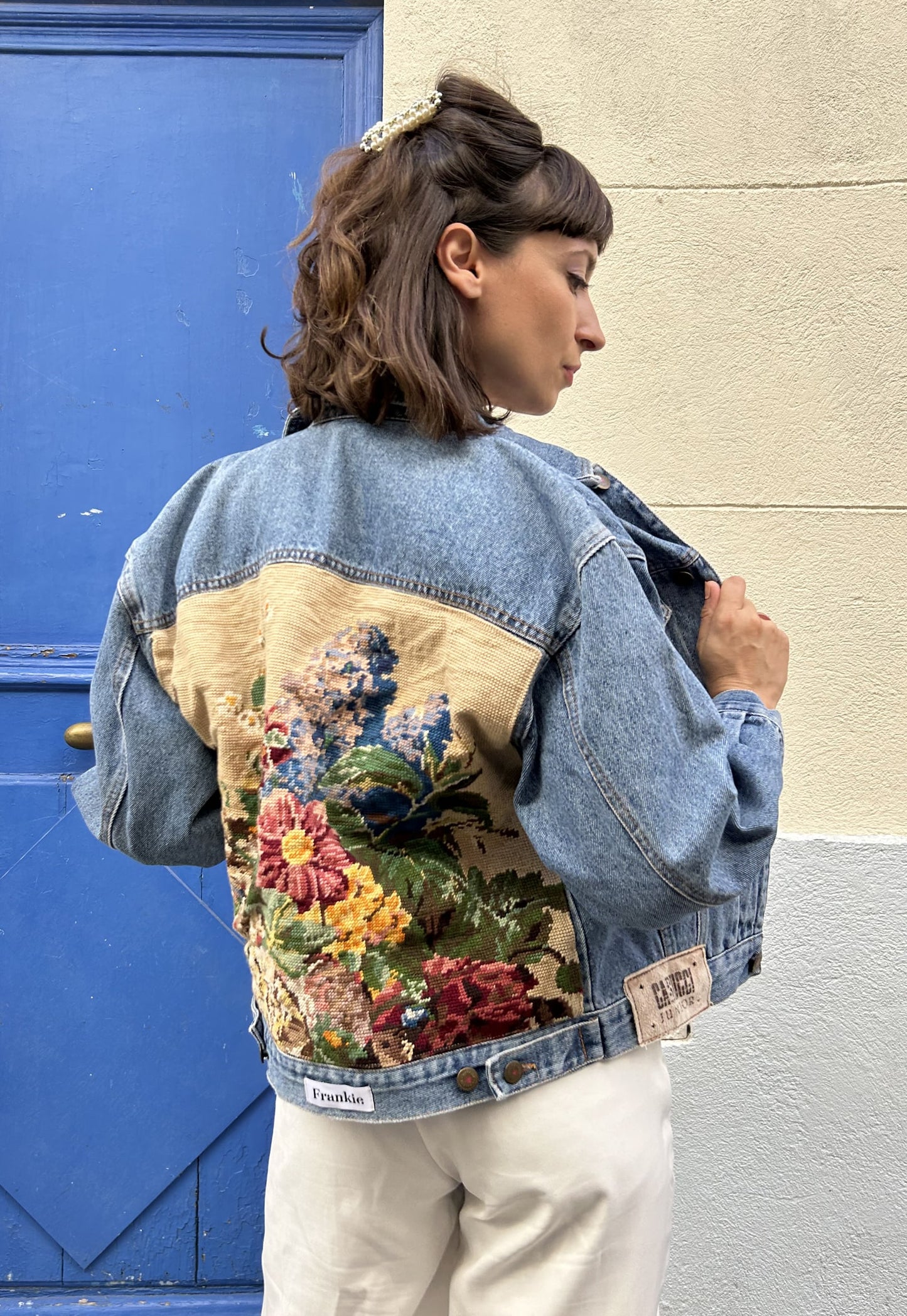 Frankie upcycled jacket Pastel Bouquet (M)