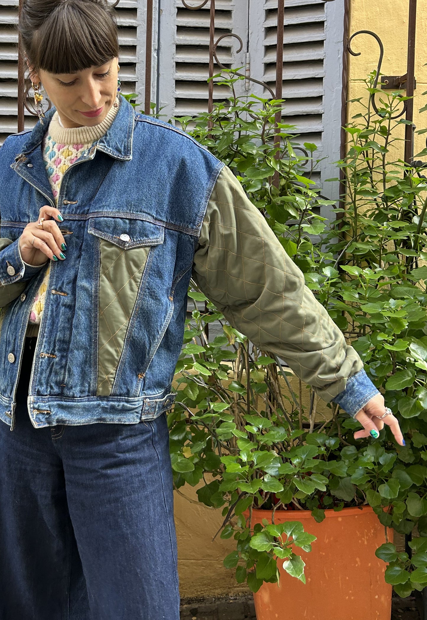 Upcycled jacket Swans (M)