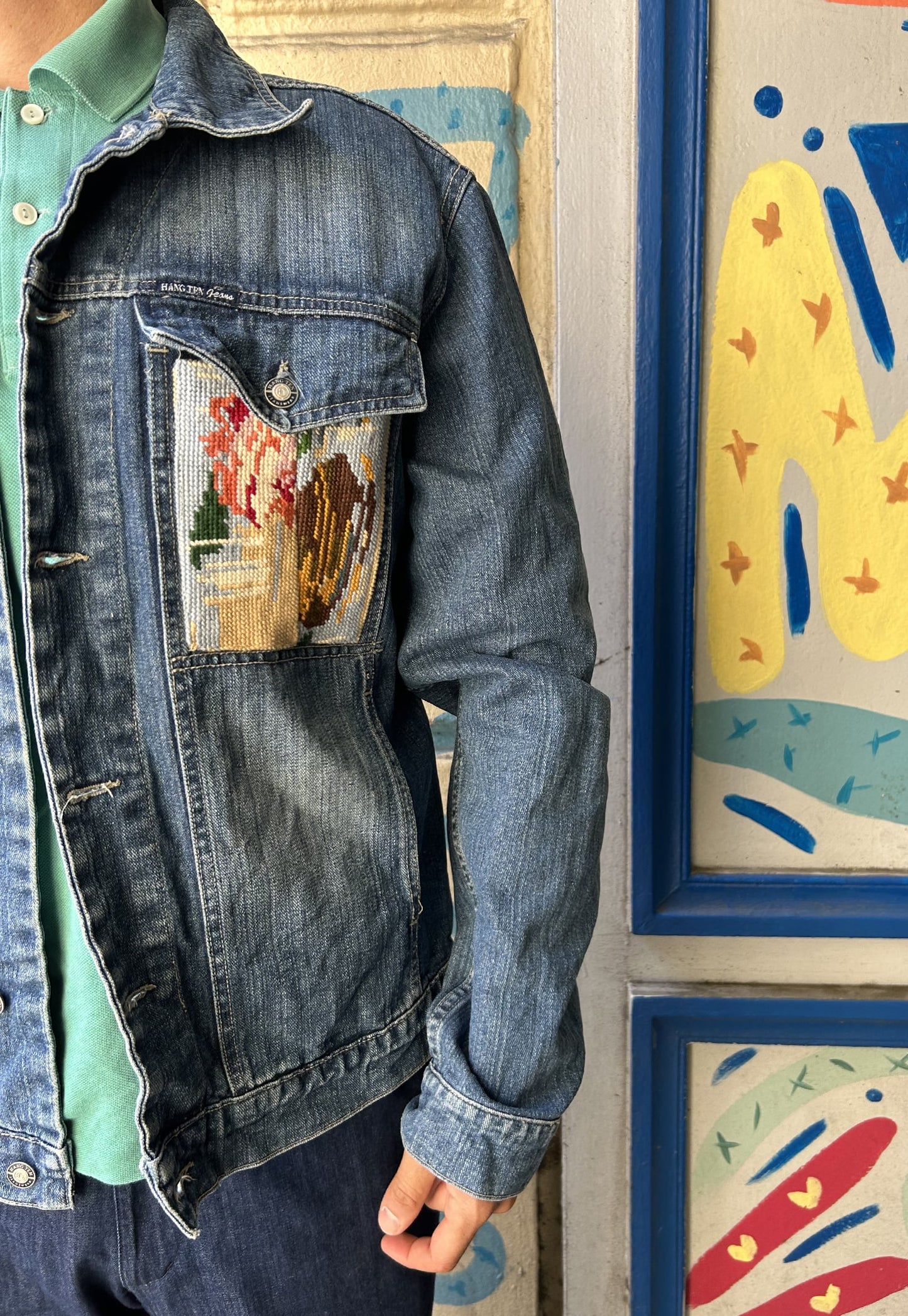 Frankie upcycled jacket Bouquet Pastel (L)