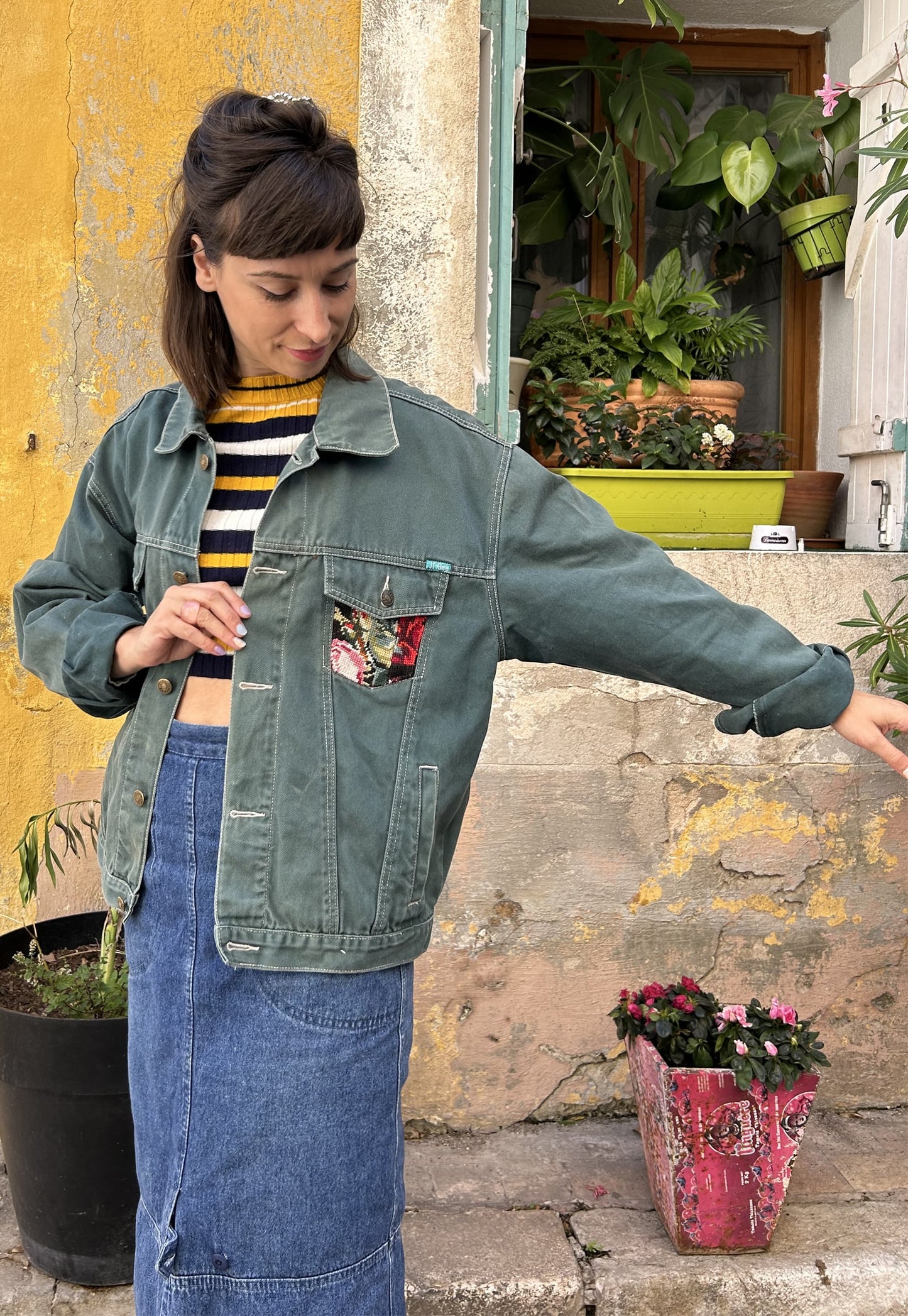 Frankie upcycled jacket Wild flowers (M/L)