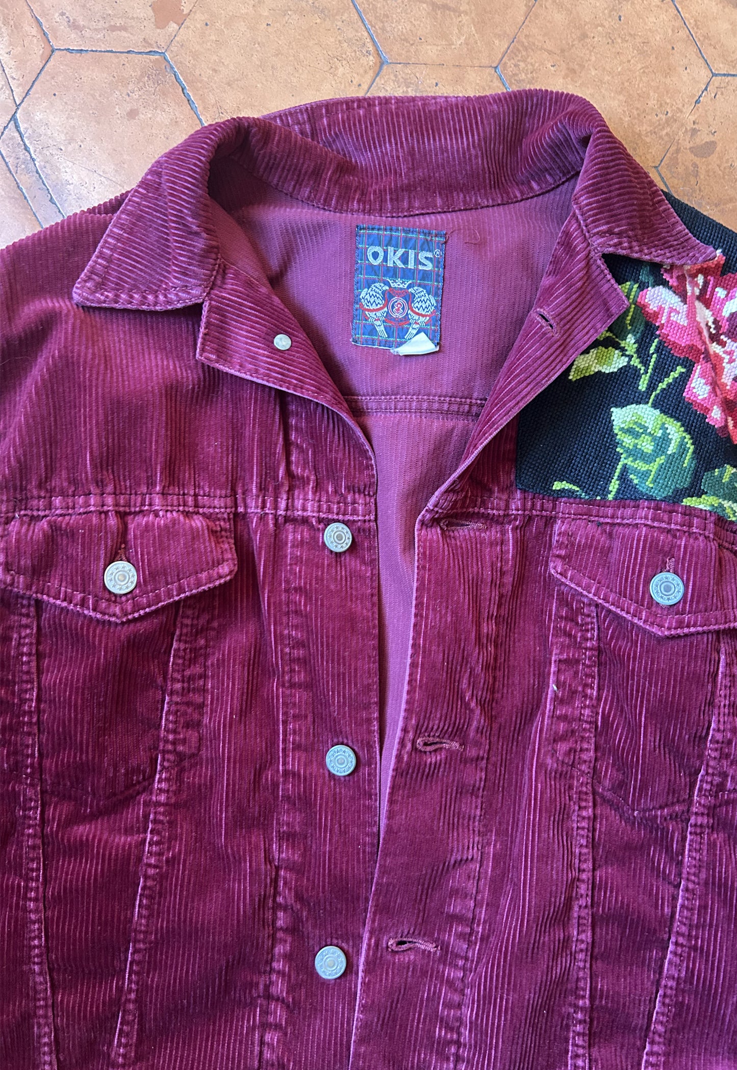 Upcycled jacket Roses (M/L)