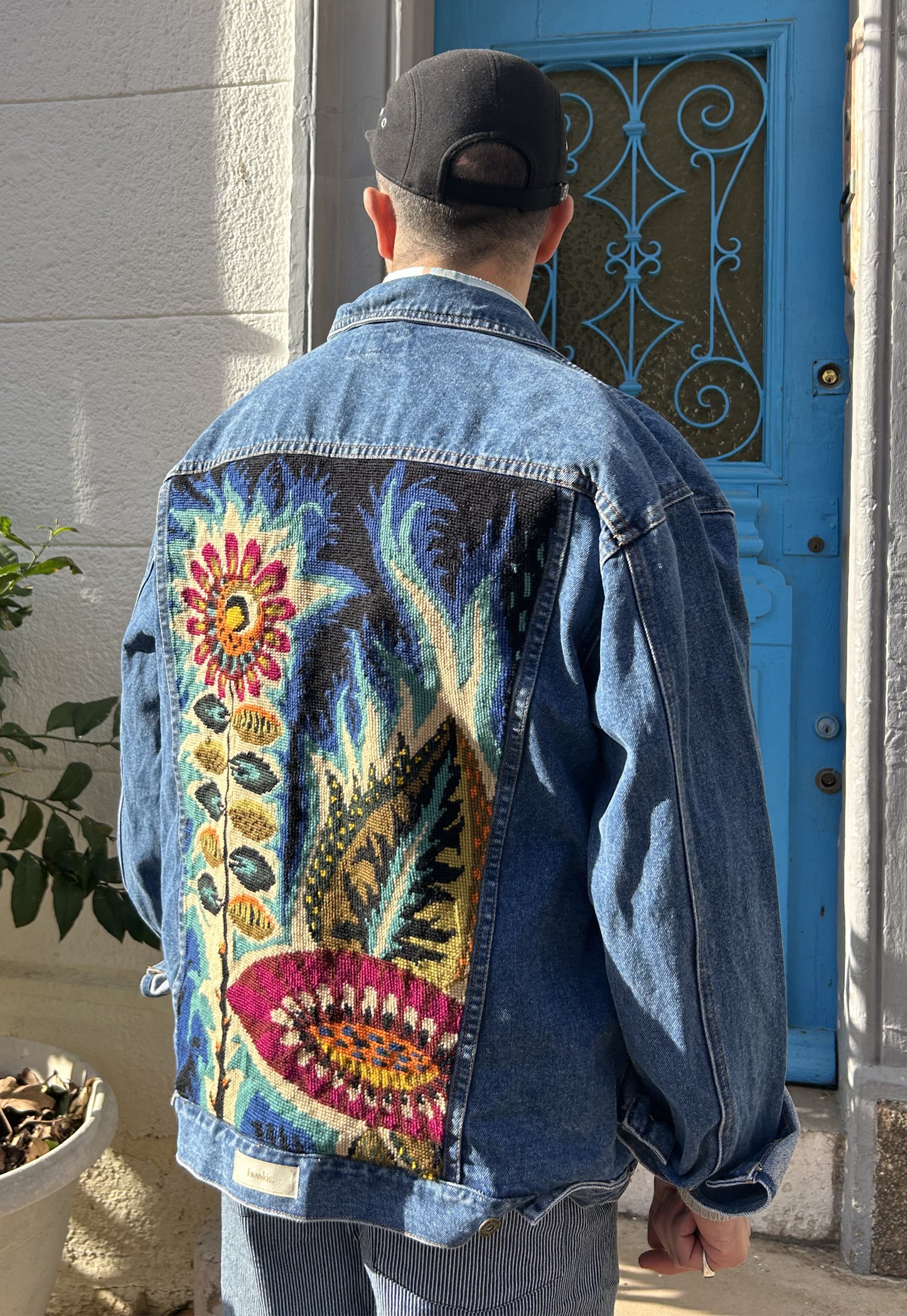 Upcycled jacket Psychedelic Garden (XL)