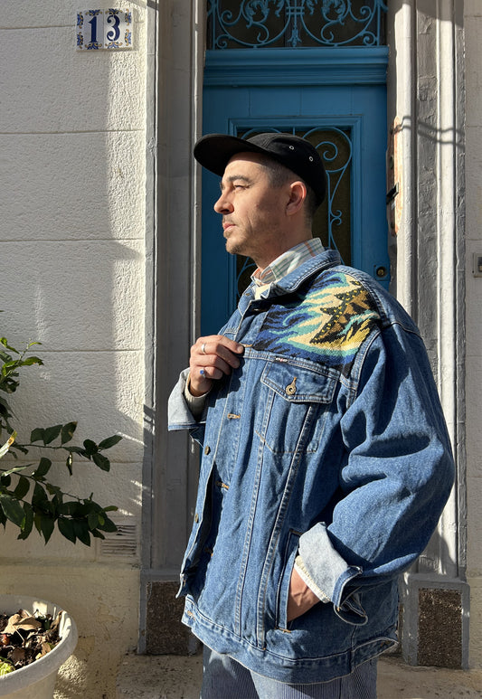 Upcycled jacket Psychedelic Garden (XL)