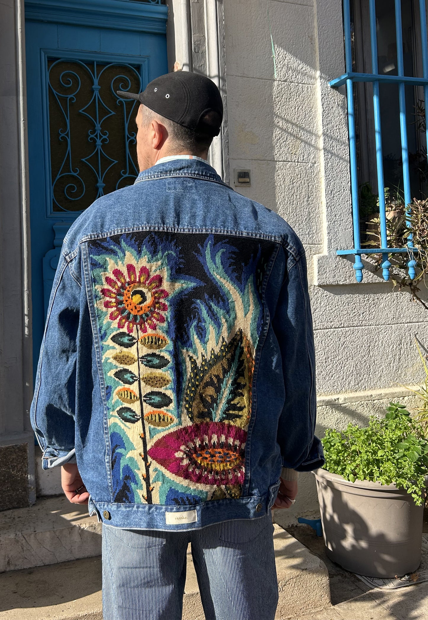 Upcycled jacket Psychedelic Garden (XL)