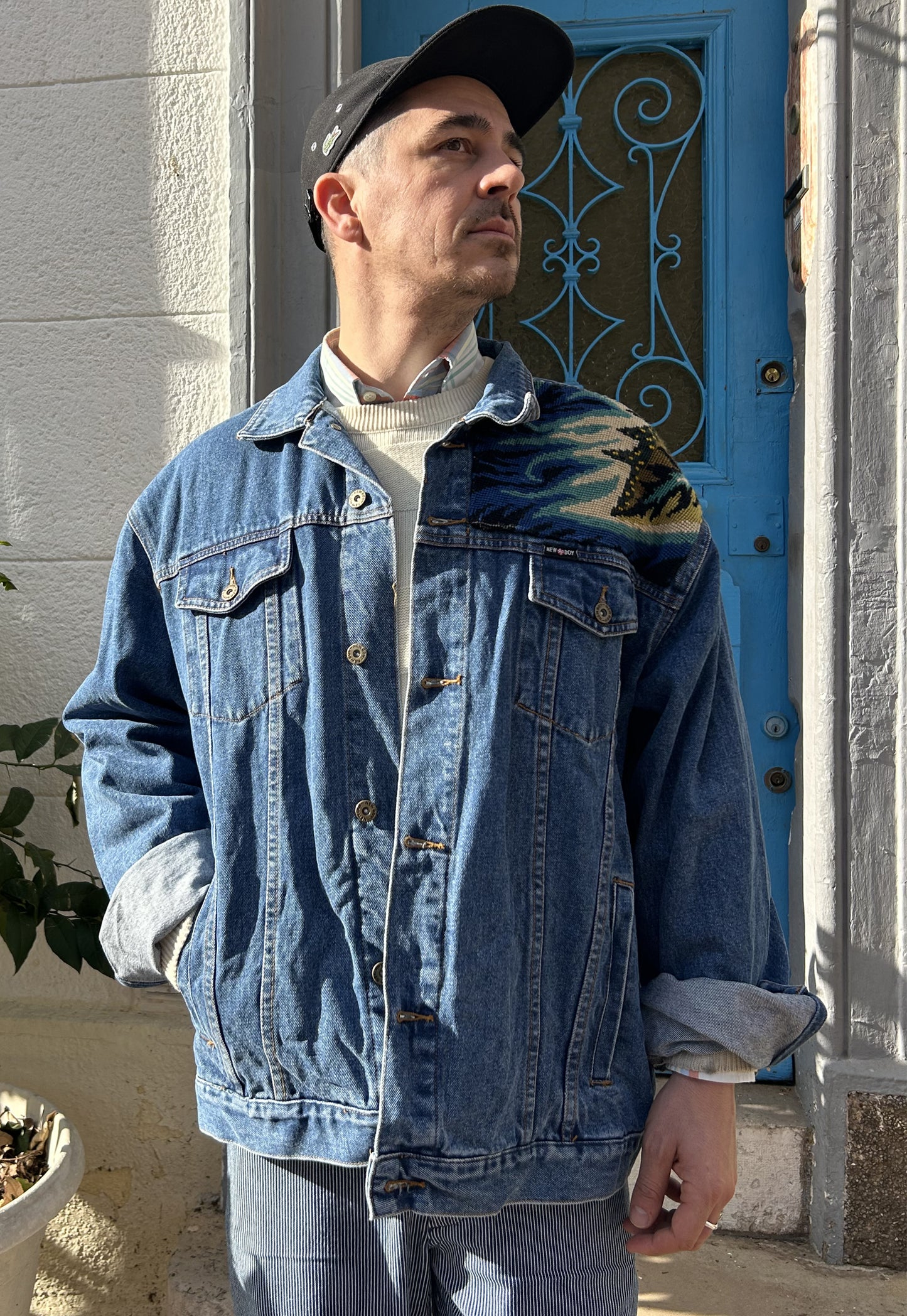 Upcycled jacket Psychedelic Garden (XL)
