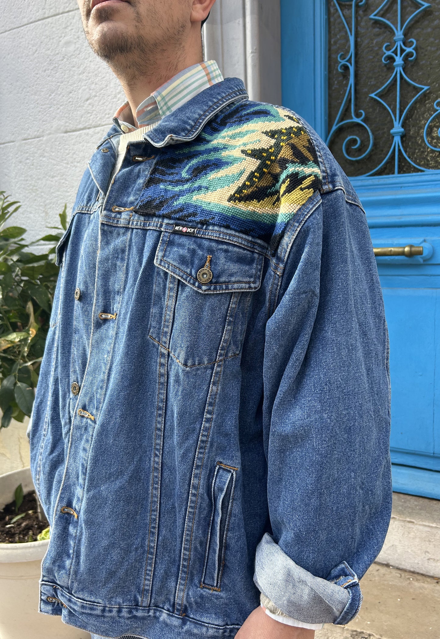 Upcycled jacket Psychedelic Garden (XL)