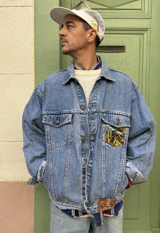 Upcycled jacket Flamingos (XL/XXL)