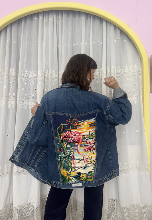 Upcycled jacket Flamingo (XL)