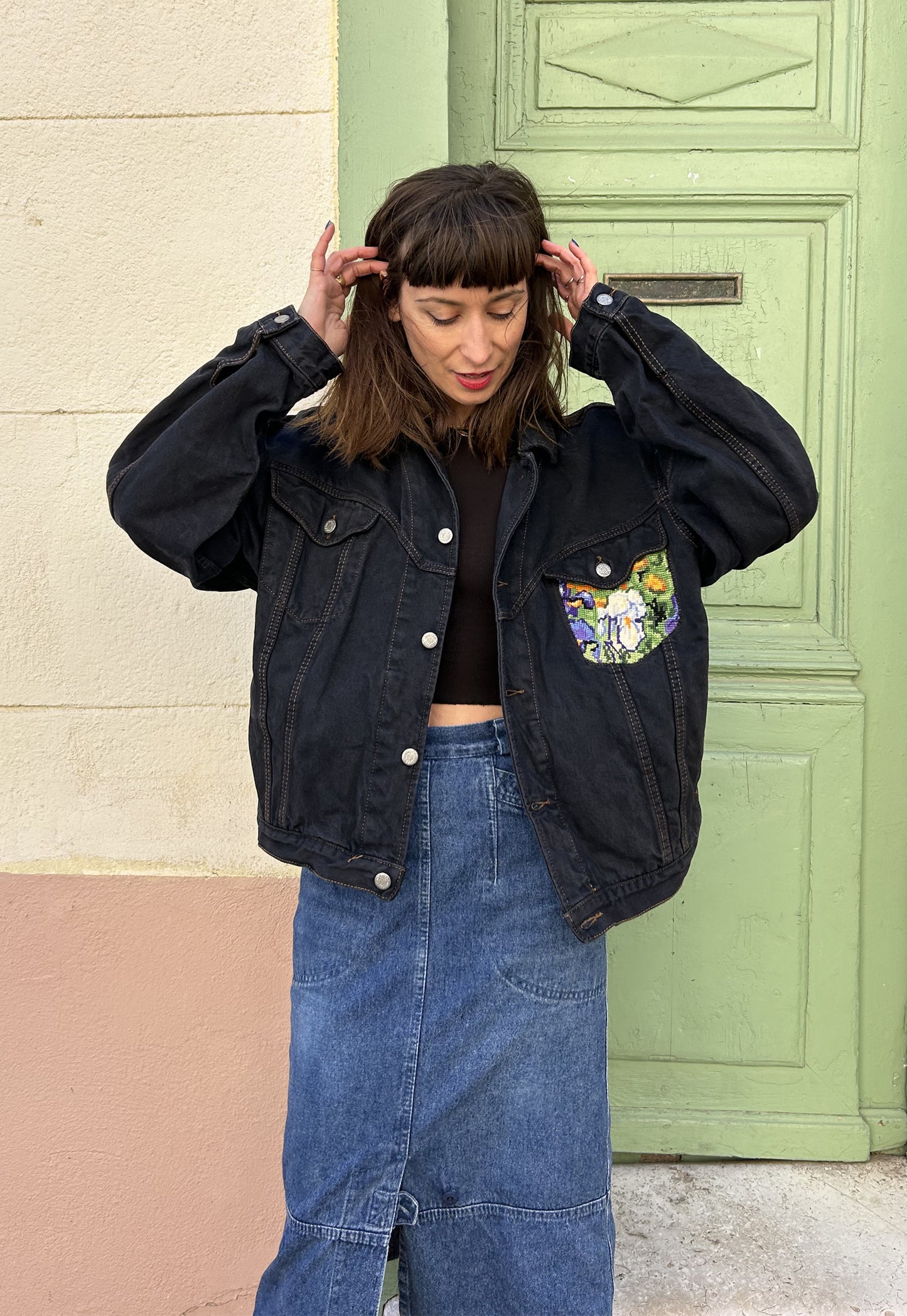 Upcycled jacket The Irises (L/XL)