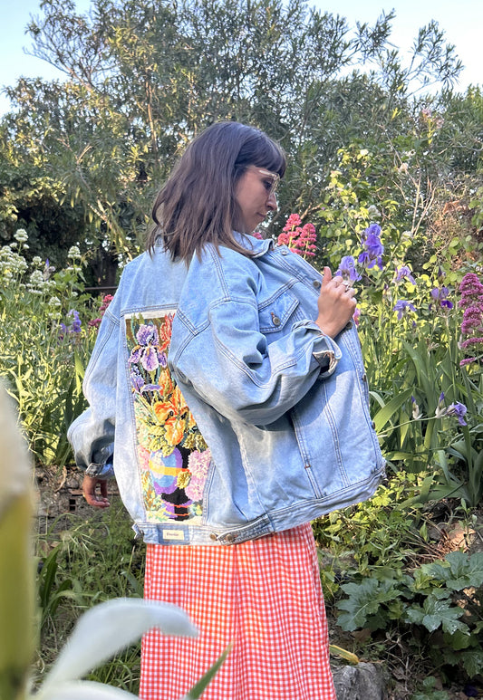 Upcycled jacket Irises (XL)