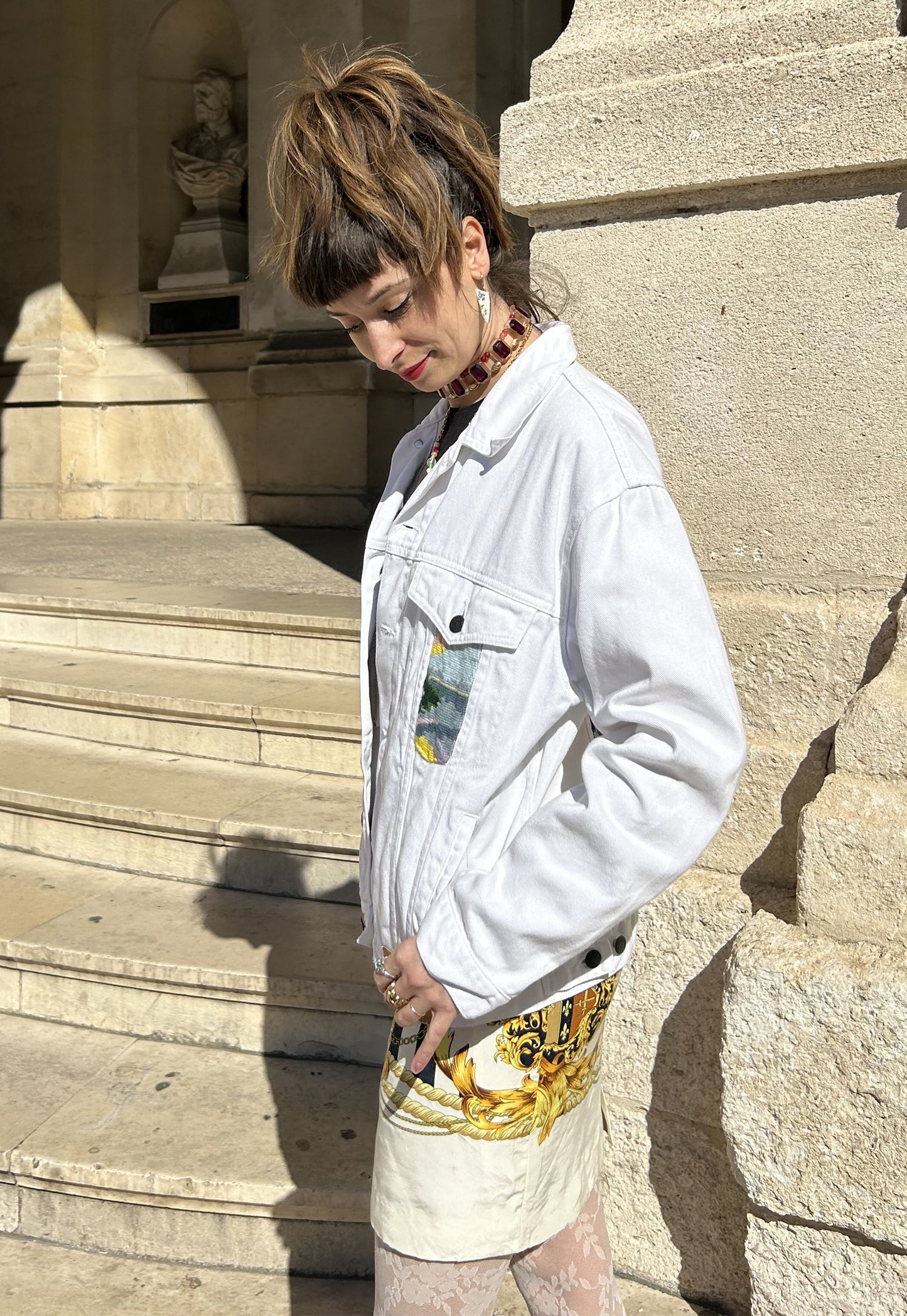 Upcycled jacket Les Parapluies Bleus (M/L)
