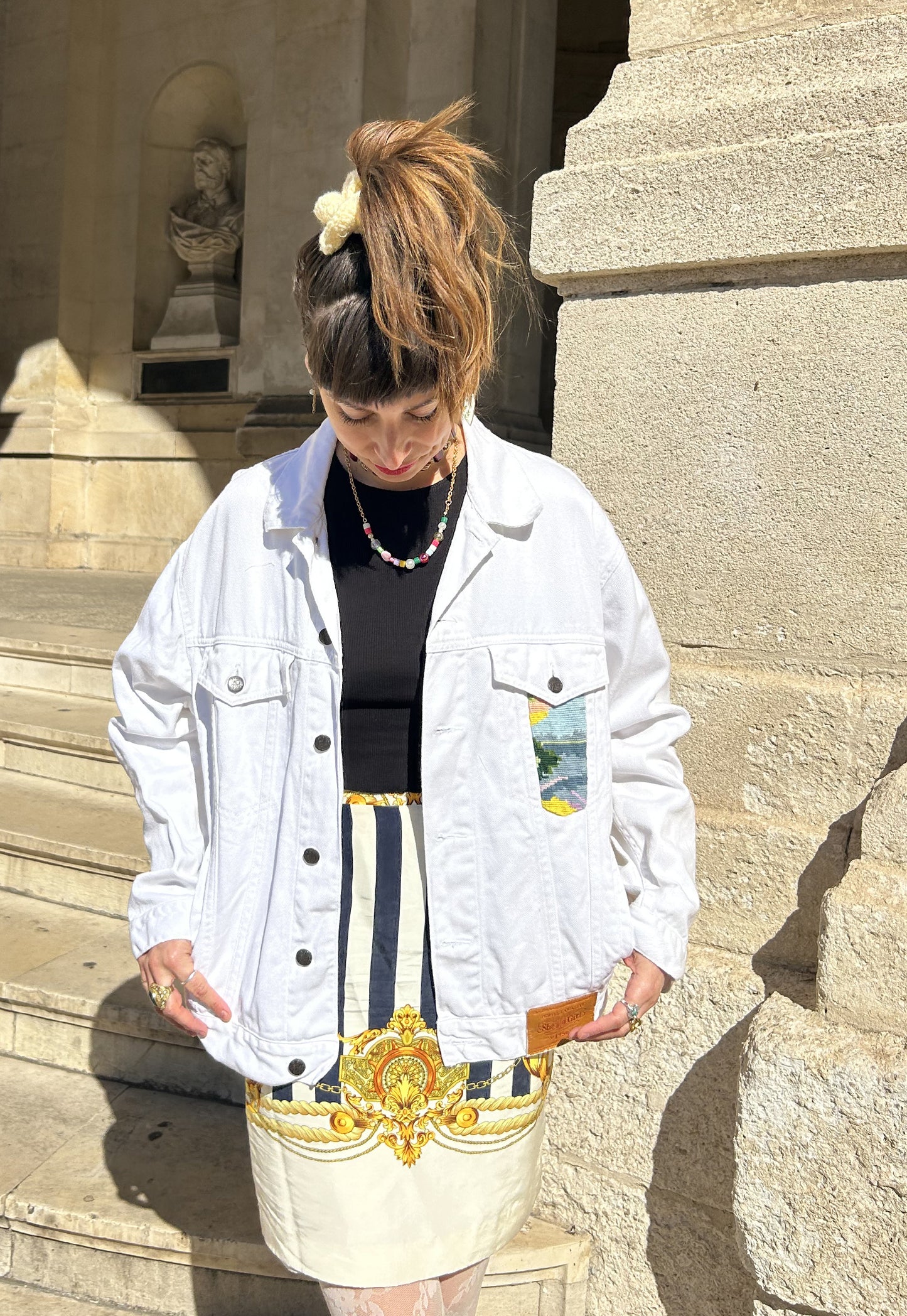 Upcycled jacket Les Parapluies Bleus (M/L)