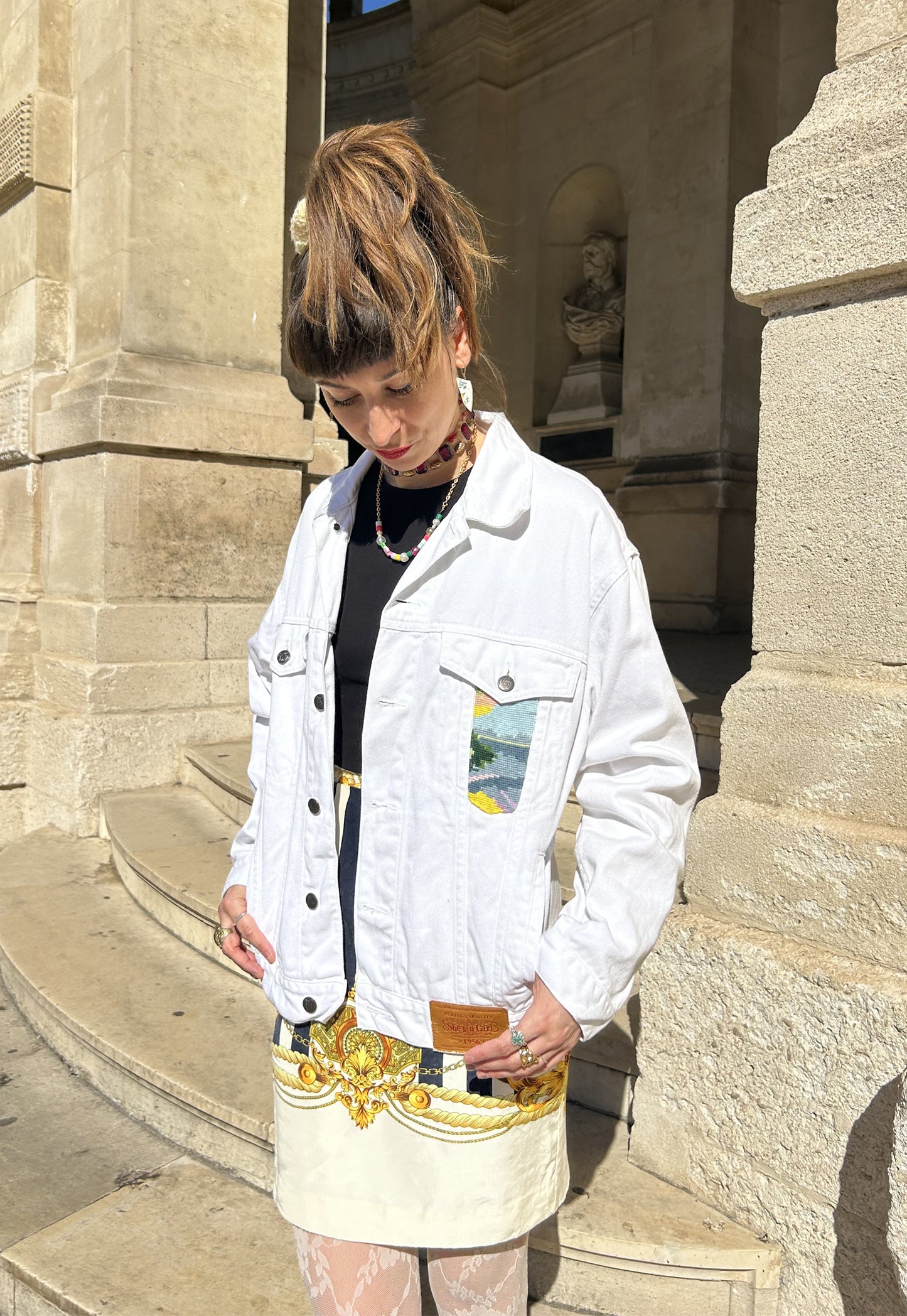 Upcycled jacket Les Parapluies Bleus (M/L)
