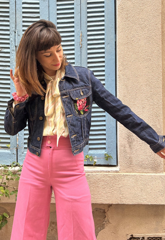 Upcycled jacket Flowers (XS/S)