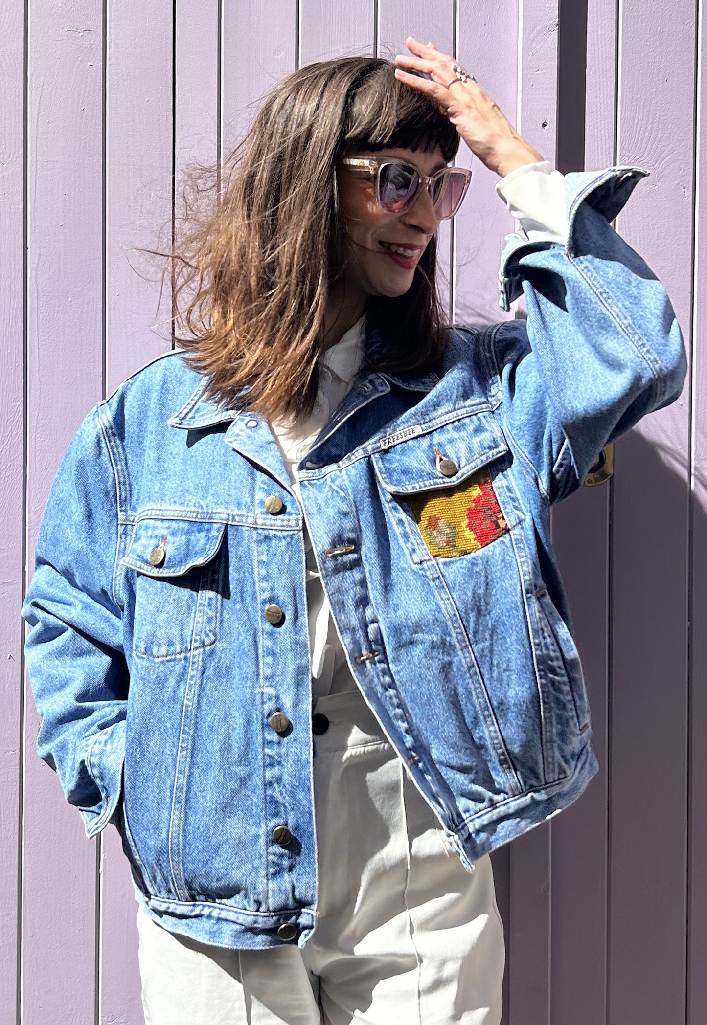 Upcycled jacket Pastel bouquet (M)