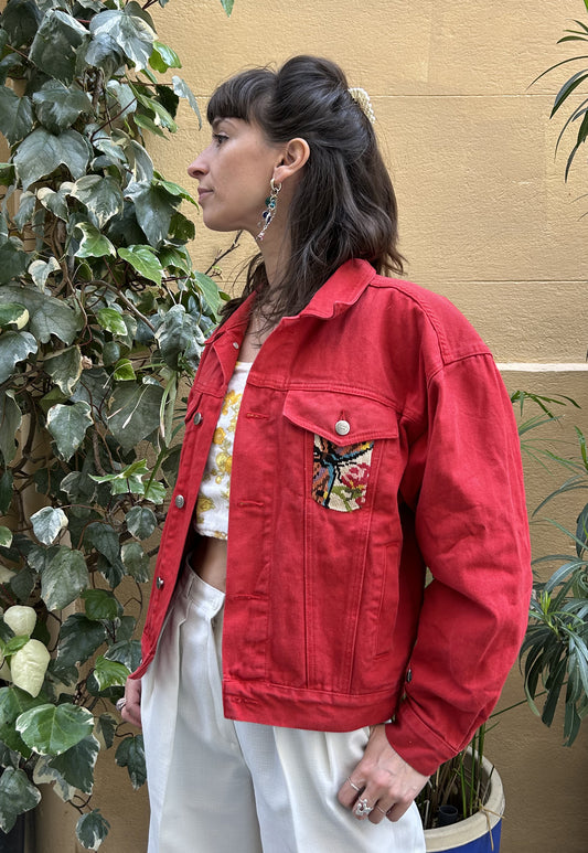 Upcycled jacket Poppies (M)