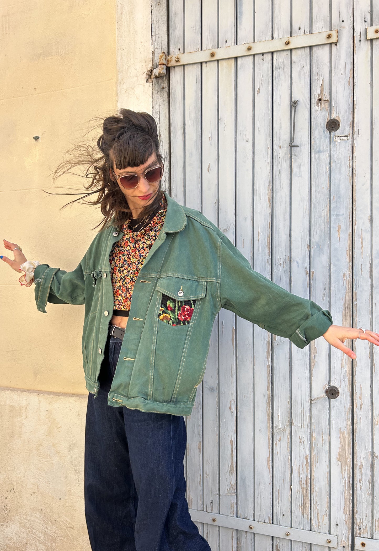 Upcycled jacket Tulipes (L)