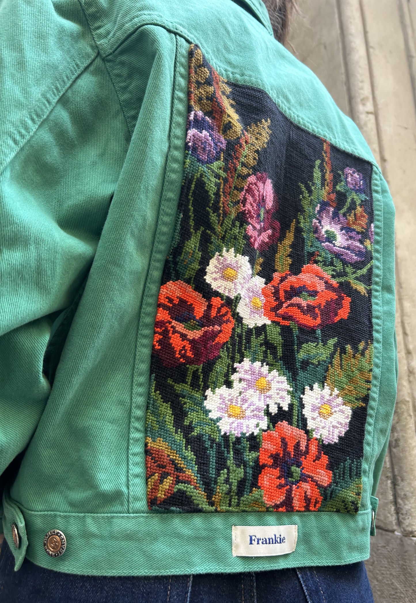 Upcycled jacket fleurs des champs (S/M)