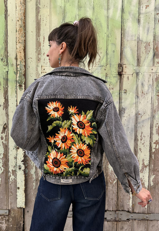 Upcycled jacket Sunflowers (S)