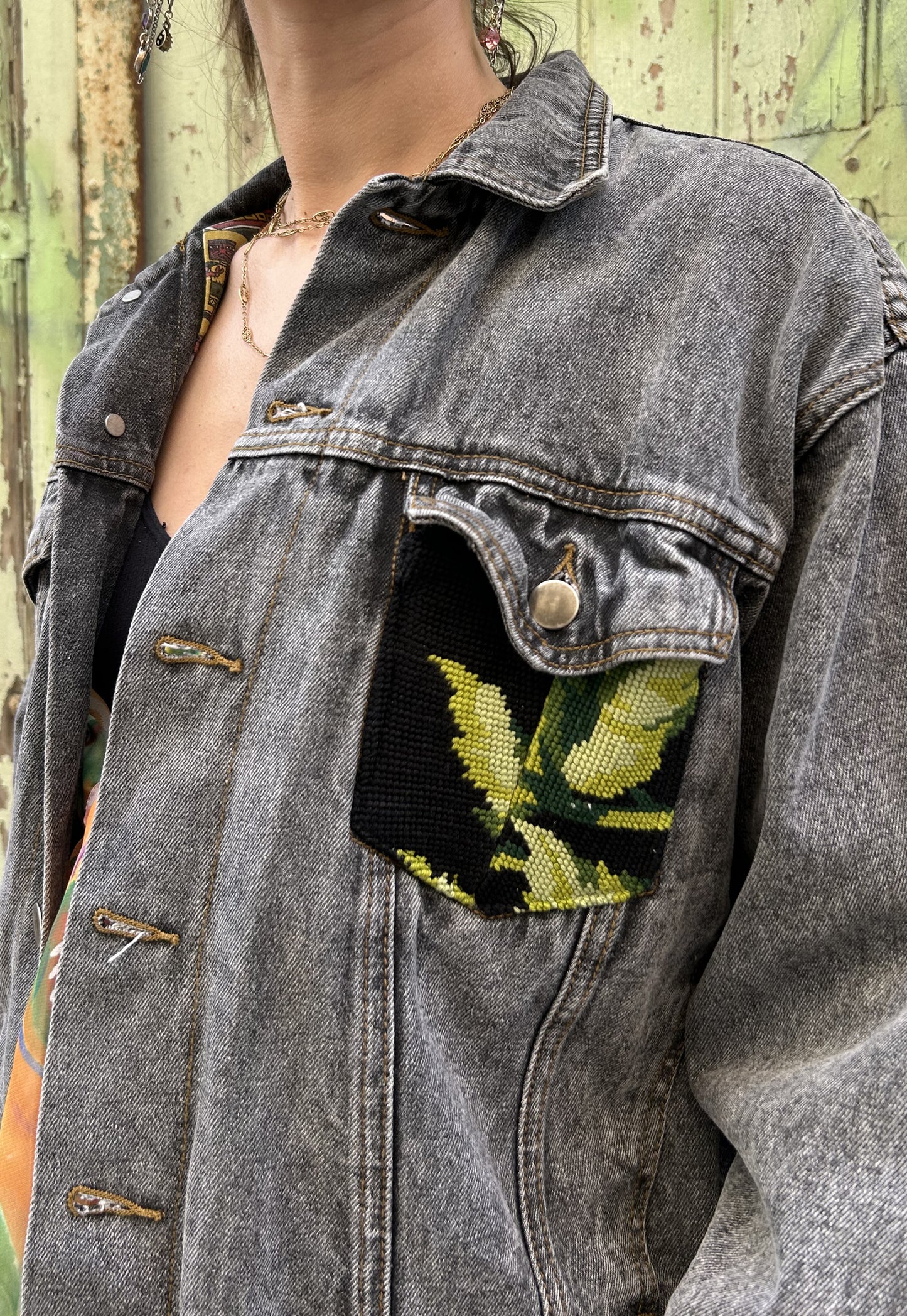 Upcycled jacket Sunflowers (S)