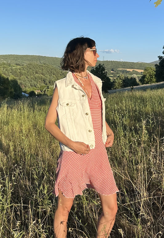 Upcycled Sleeveless Jacket Fleurs des Champs (S)