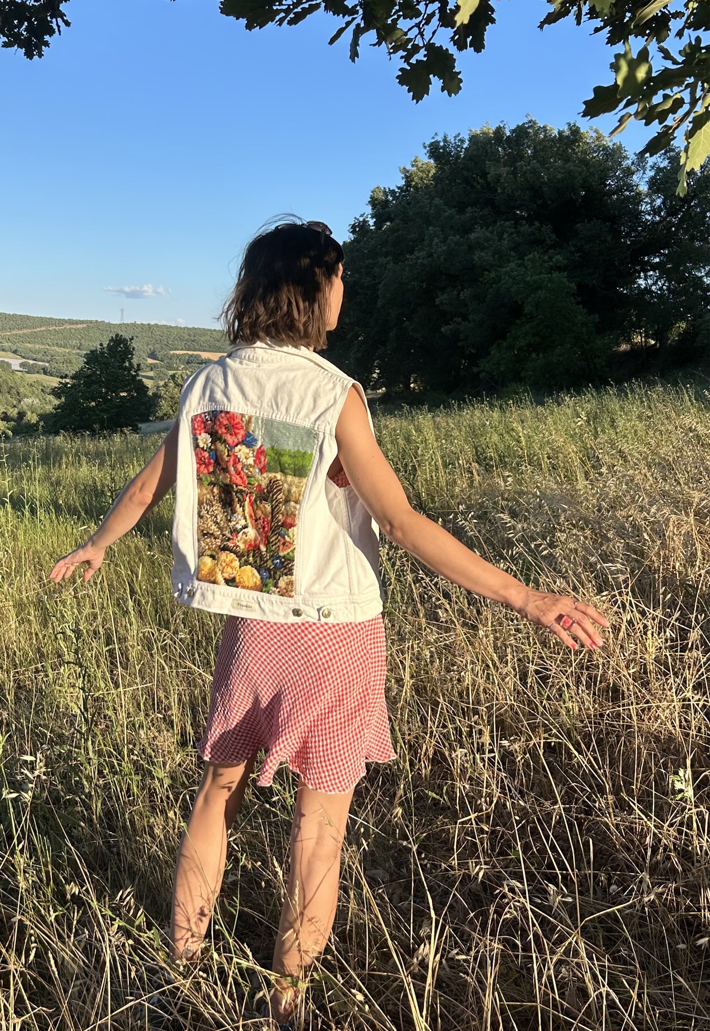 Upcycled Sleeveless Jacket Fleurs des Champs (S)