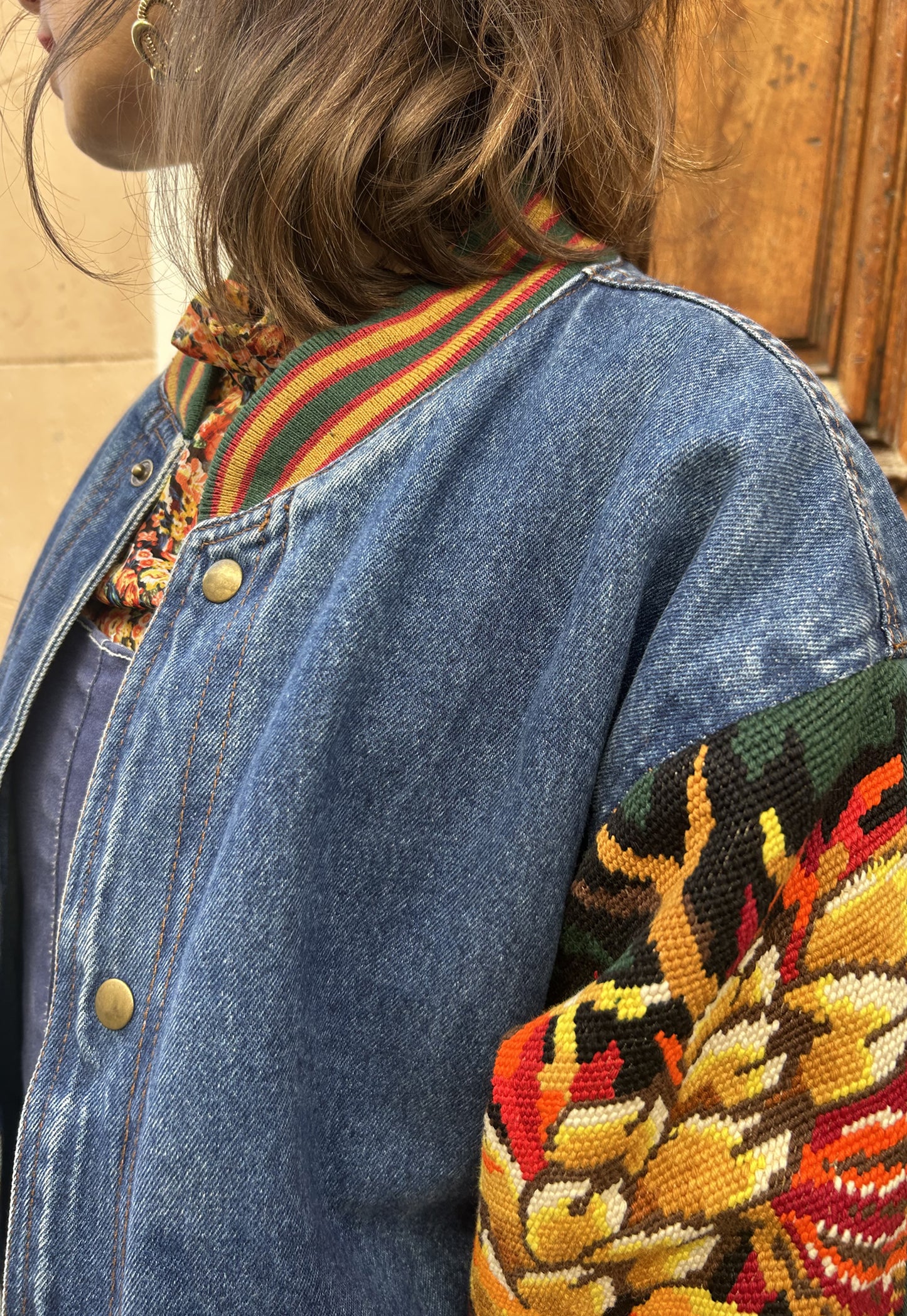 Upcycled Varsity Jacket Firebird (M)