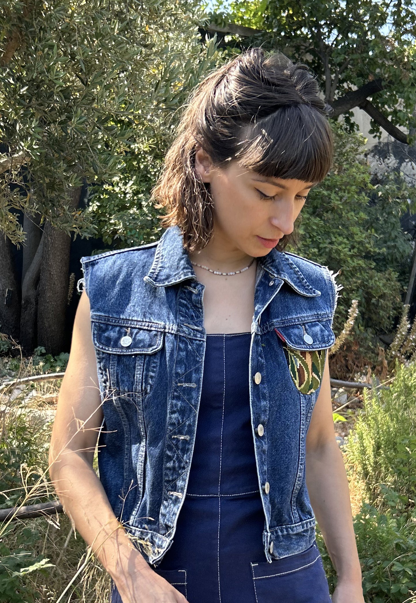 Upcycled Sleeveless Jacket Tropical (XS/S)