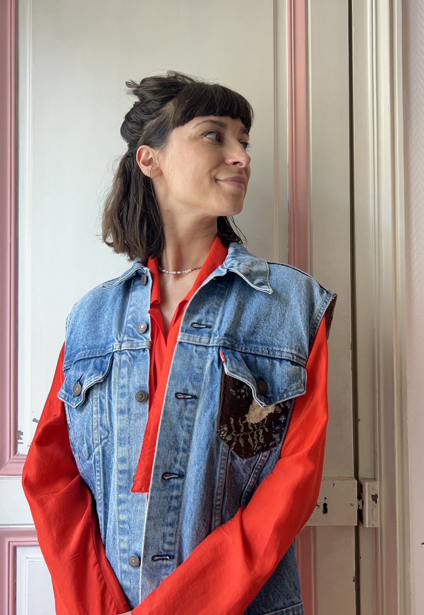 Upcycled Sleeveless Jacket Bouquet (L)