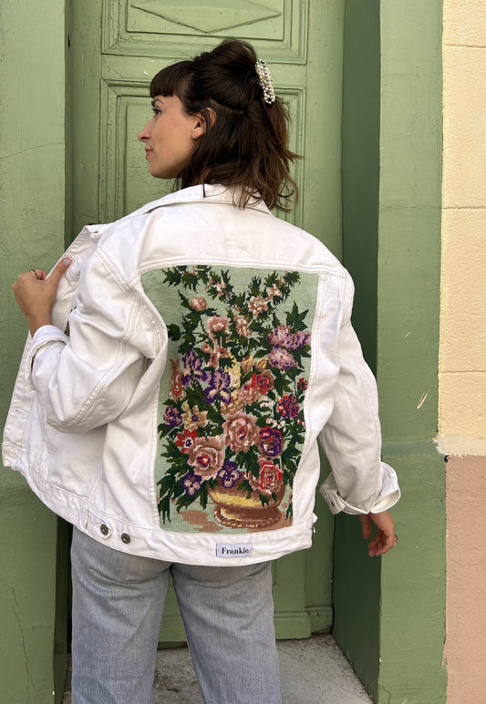 Frankie upcycled jacket Mint Bouquet (L)