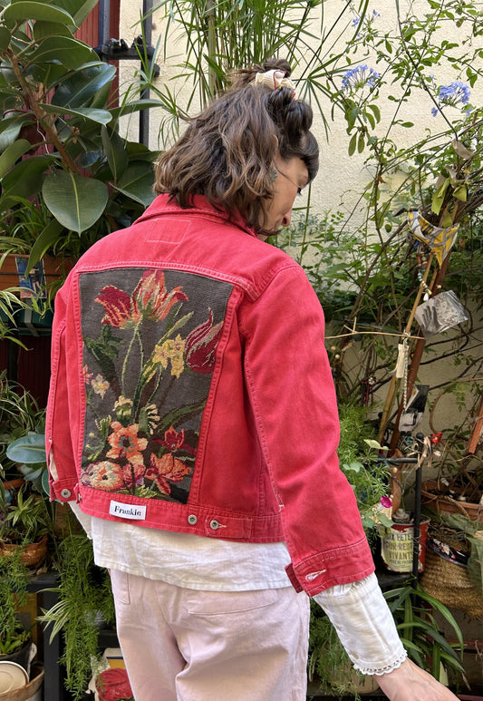 Upcycled jacket Tulips (XS)
