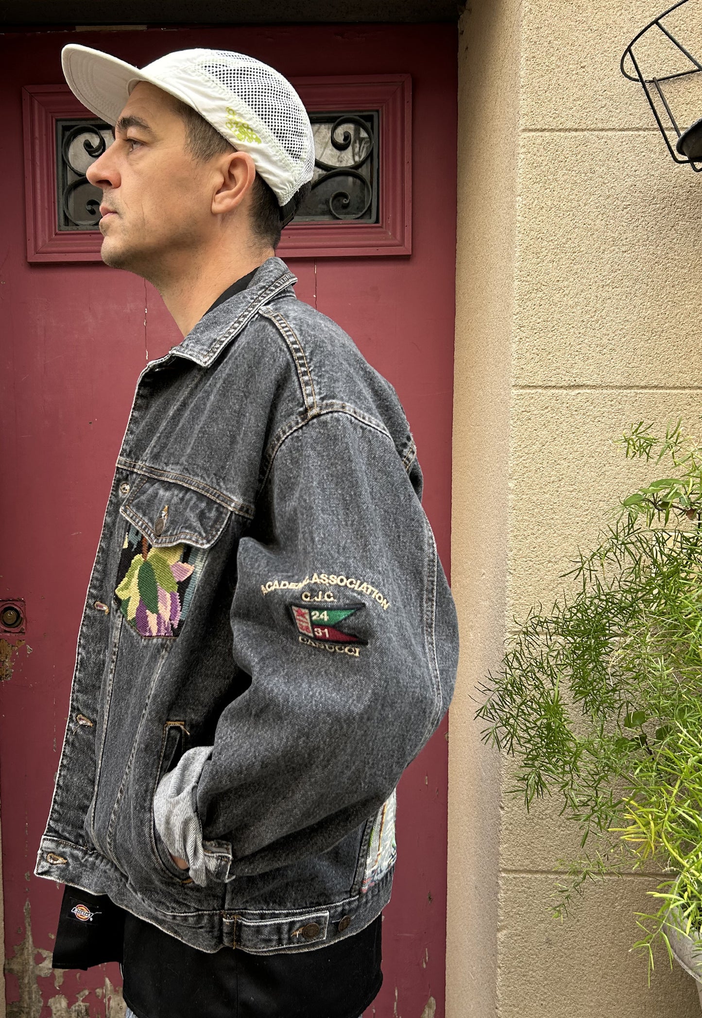 Upcycled jacket Flamingos (L)